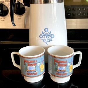 NEW VINTAGE=2 MAXWELL HOUSE Pedestal Advertising Coffee Mugs